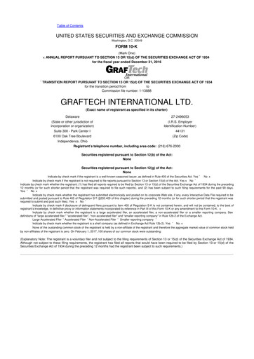 Miniature GrafTech 10-K Rapport annuel 2016