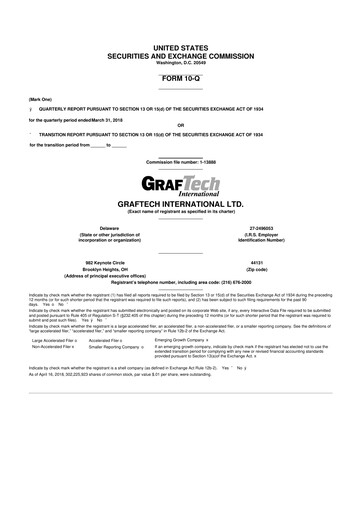 Miniature GrafTech 10-Q Rapport trimestriel 2018 