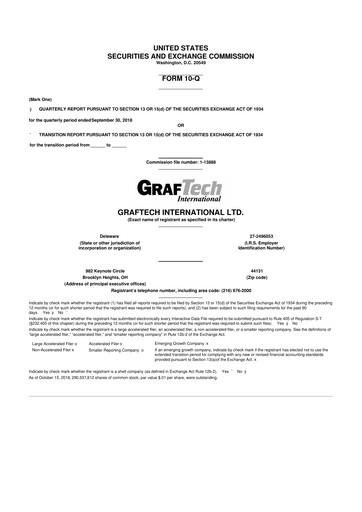 Miniature GrafTech 10-Q Rapport trimestriel 2018 