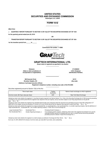 Miniature GrafTech 10-Q Rapport trimestriel 2019 