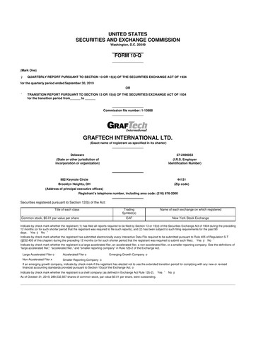 Miniature GrafTech 10-Q Rapport trimestriel 2019 