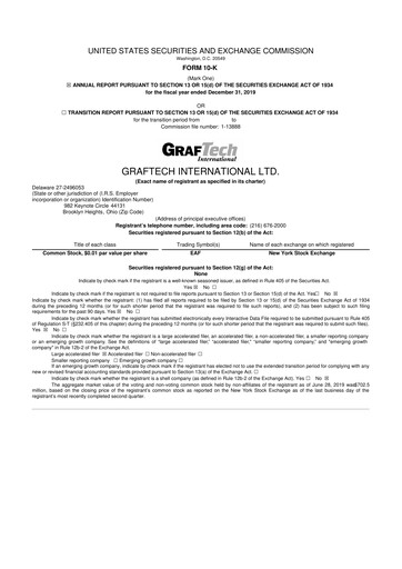 Miniature GrafTech 10-K Rapport annuel 2019