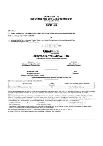 Miniature GrafTech 10-Q Rapport trimestriel 2020 