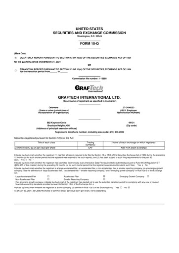 Miniature GrafTech 10-Q Rapport trimestriel 2021 