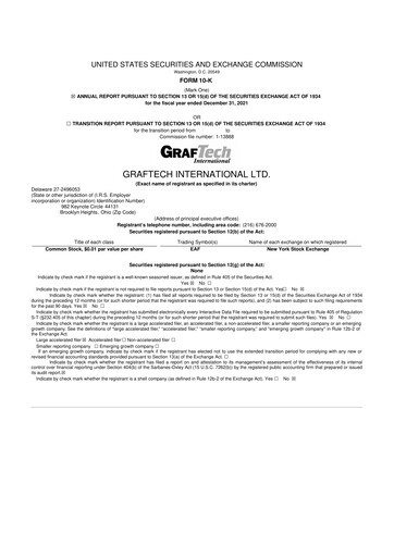 Miniature GrafTech 10-K Rapport annuel 2021