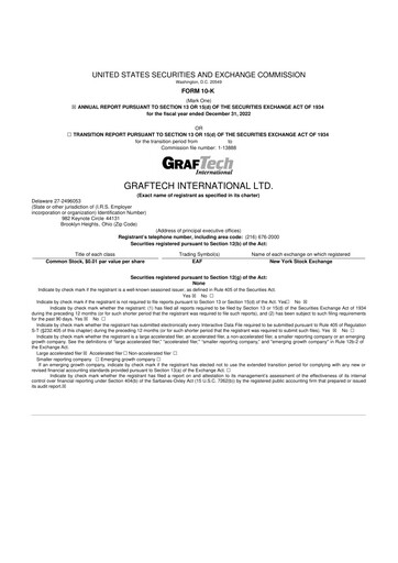 Miniature GrafTech 10-K Rapport annuel 2022