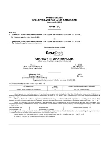 Miniature GrafTech 10-Q Rapport trimestriel 2024 