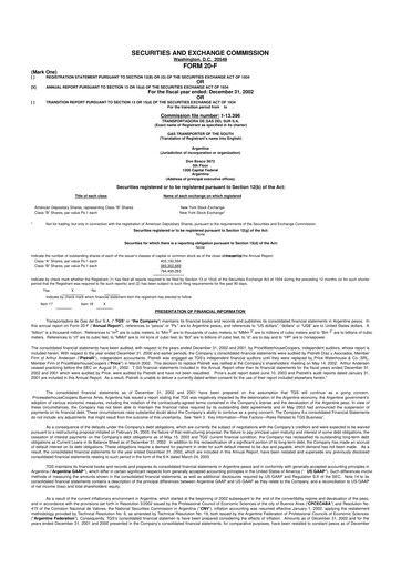 Thumbnail Transportadora de Gas del Sur 20-F Annual Report 