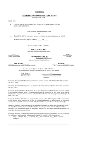 Thumbnail Ring Energy
 10-K Annual Report 