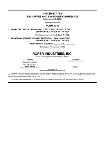 Thumbnail Roper Technologies 10-Q Quarterly Report FY 