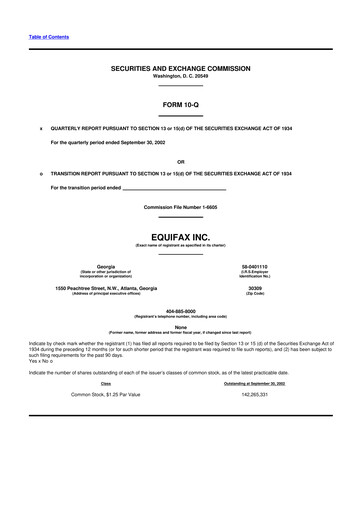 Vorschaubild Equifax 10-Q Quartalsbericht  