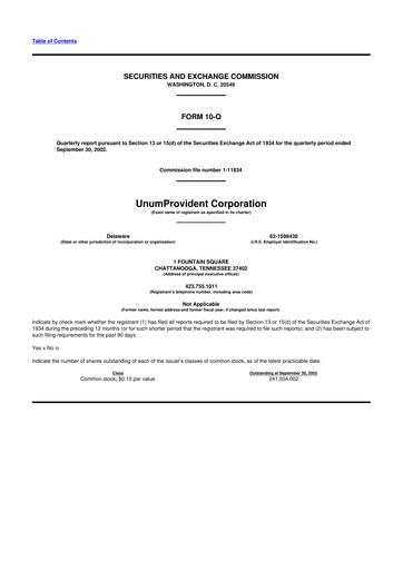 Thumbnail Unum 10-Q Quarterly Report FY 