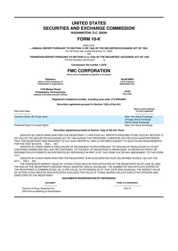 Thumbnail FMC Corporation 10-K Annual Report 