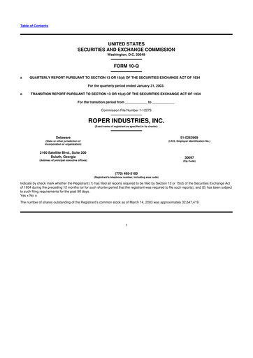 Thumbnail Roper Technologies 10-Q Quarterly Report FY 