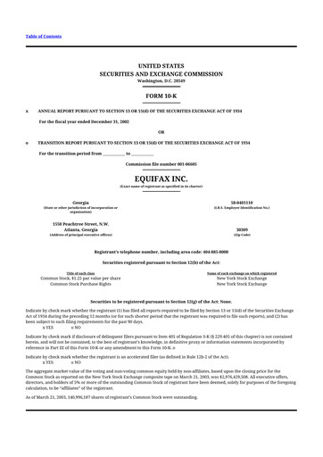 Thumbnail Equifax 10-K Annual Report 