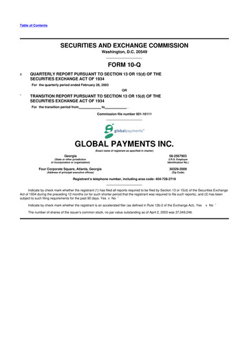 Thumbnail Global Payments 10-Q Quarterly Report FY 