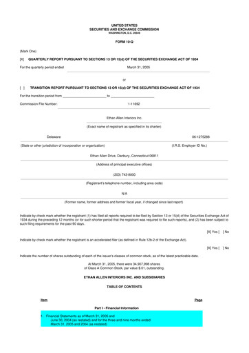 Thumbnail Ethan Allen
 10-Q Quarterly Report FY 