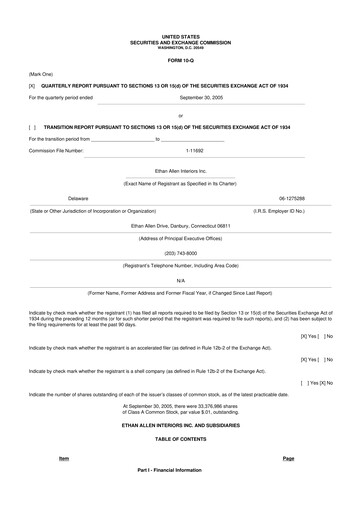 Thumbnail Ethan Allen
 10-Q Quarterly Report FY 