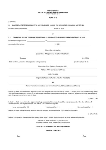 Thumbnail Ethan Allen
 10-Q Quarterly Report FY 