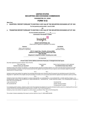 Thumbnail Insight Enterprises
 10-Q Quarterly Report FY2026 