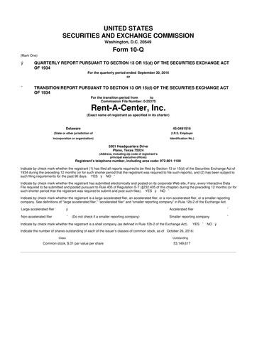 Thumbnail Upbound Group 10-Q Quarterly Report FY2016 