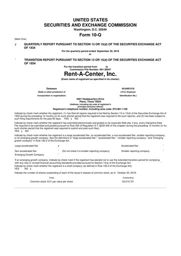 Thumbnail Upbound Group 10-Q Quarterly Report FY2018 