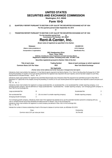 Thumbnail Upbound Group 10-Q Quarterly Report FY2019 