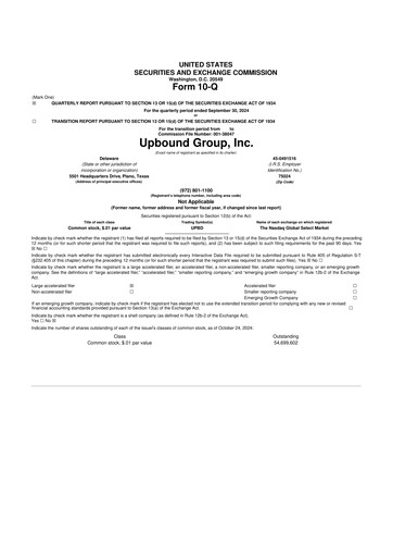 Thumbnail Upbound Group 10-Q Quarterly Report FY2024 