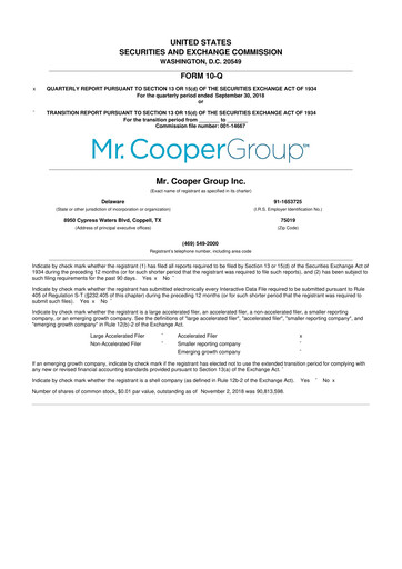 Thumbnail Mr. Cooper Group 10-Q Quarterly Report FY2018 