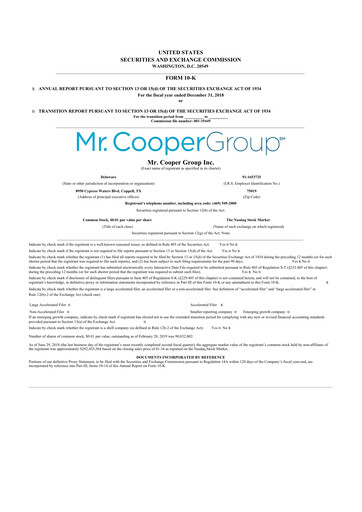 Thumbnail Mr. Cooper Group 10-K Annual Report 2018