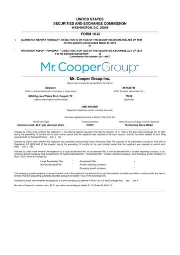 Thumbnail Mr. Cooper Group 10-Q Quarterly Report FY2019 
