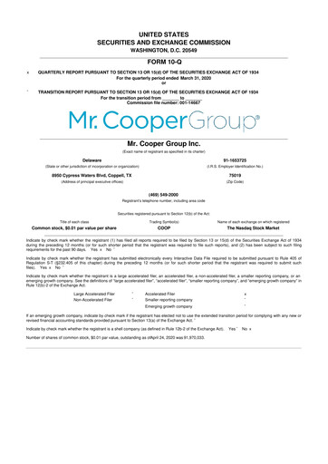 Thumbnail Mr. Cooper Group 10-Q Quarterly Report FY2020 