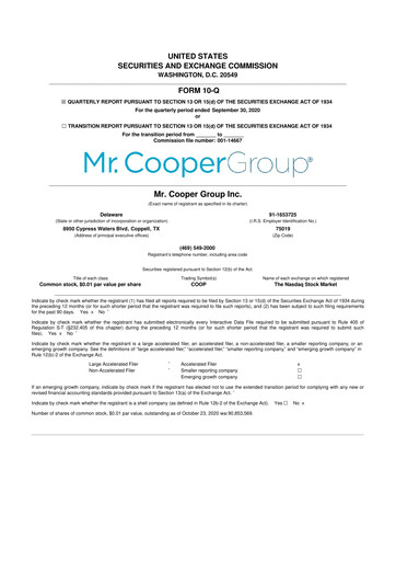 Thumbnail Mr. Cooper Group 10-Q Quarterly Report FY2020 
