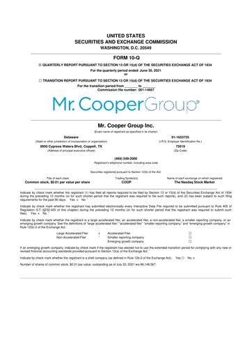 Thumbnail Mr. Cooper Group 10-Q Quarterly Report FY2021 