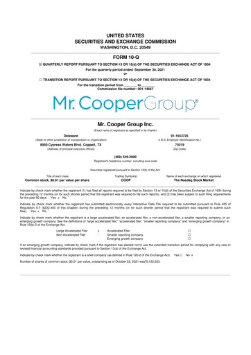 Thumbnail Mr. Cooper Group 10-Q Quarterly Report FY2021 