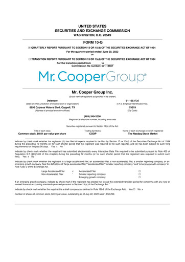 Thumbnail Mr. Cooper Group 10-Q Quarterly Report FY2022 