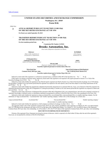 Thumbnail Azenta 10-K Annual Report 2013