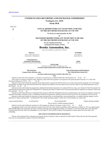 Thumbnail Azenta 10-K Annual Report 2016