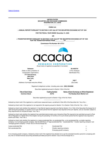 Miniature Acacia Research
 10-K Rapport annuel 2025