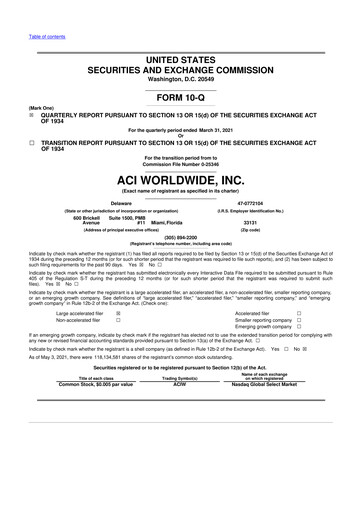 Thumbnail ACI Worldwide
 10-Q Quarterly Report FY2021 