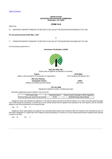 Thumbnail Dollar Tree 10-Q Quarterly Report FY2021 