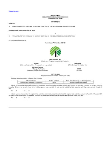 Thumbnail Dollar Tree 10-Q Quarterly Report FY2023 