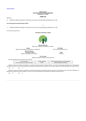 Thumbnail Dollar Tree 10-Q Quarterly Report FY2023 