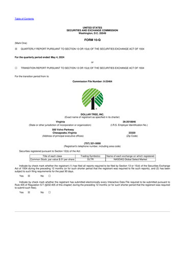 Thumbnail Dollar Tree 10-Q Quarterly Report FY2024 