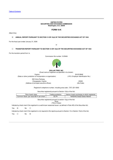 Thumbnail Dollar Tree 10-K Annual Report 