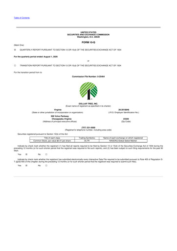 Vorschaubild Dollar Tree 10-Q Quartalsbericht 2026 