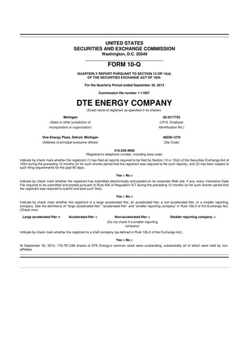 Thumbnail DTE Energy
 10-Q Quarterly Report FY2013 