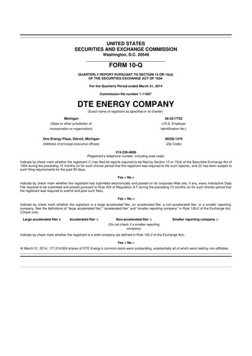 Thumbnail DTE Energy
 10-Q Quarterly Report FY2014 
