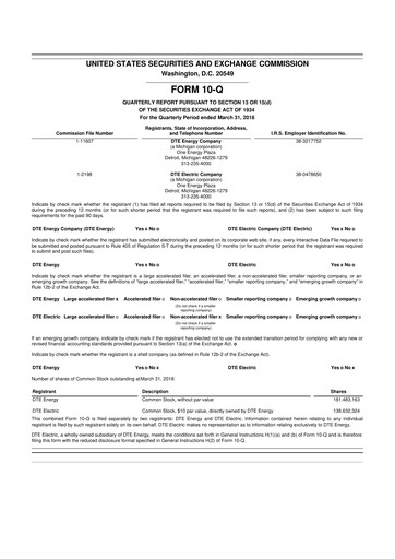 Thumbnail DTE Energy
 10-Q Quarterly Report FY2018 