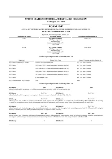 Thumbnail DTE Energy
 10-K Annual Report 2018